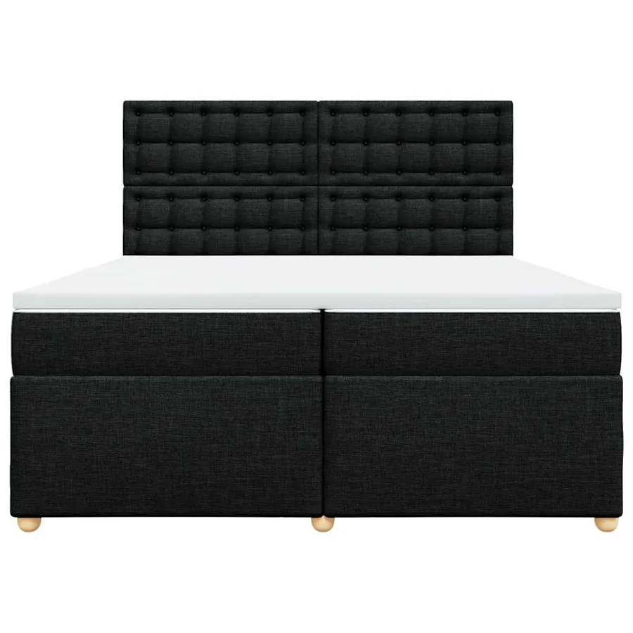 Sommier à lattes de lit avec matelas Noir 200x200 cm Tissu - 6