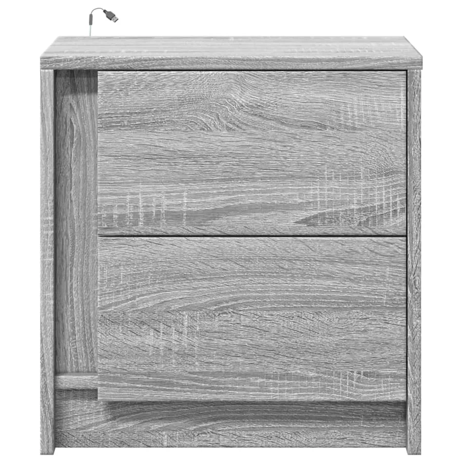 Armoires de chevet et lumières LED 2 pcs sonoma gris - 6