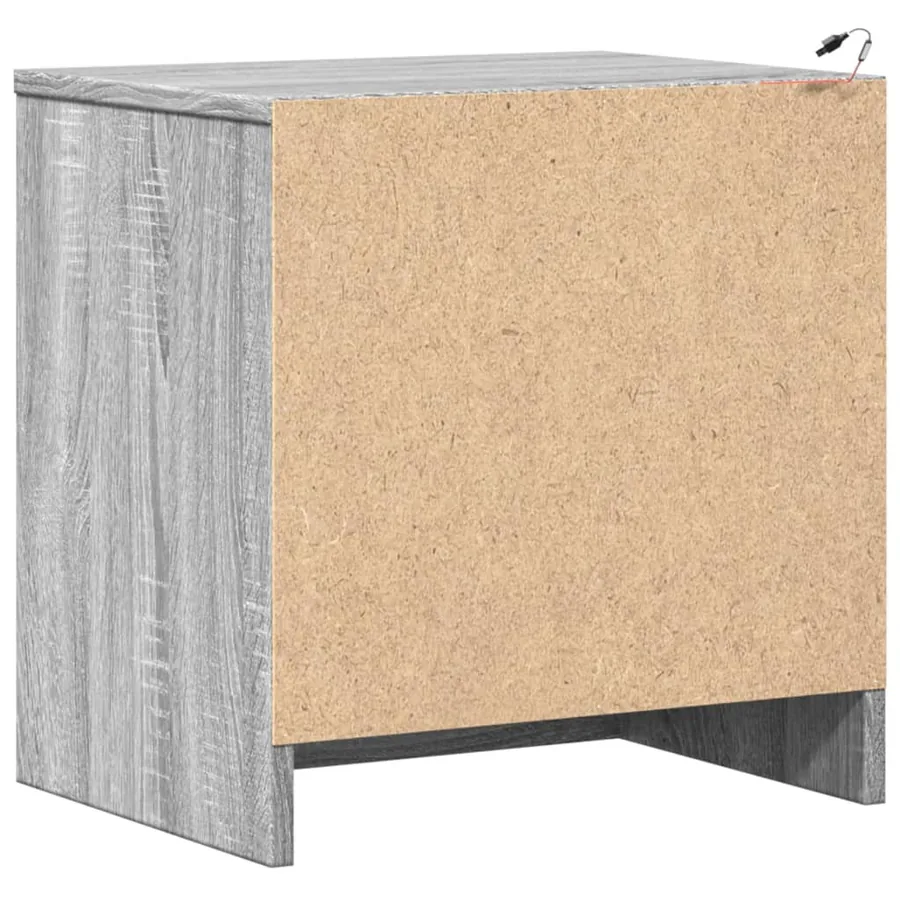 Armoires de chevet et lumières LED 2 pcs sonoma gris - 8