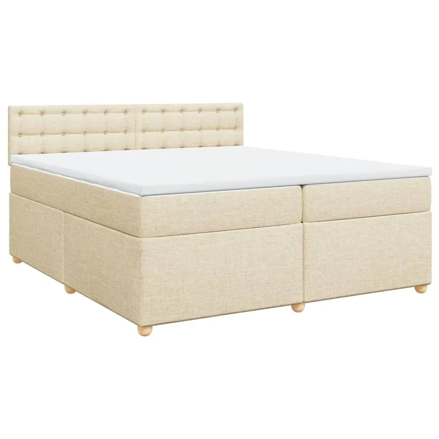 Sommier à lattes de lit avec matelas Crème 200x200 cm Tissu - 2