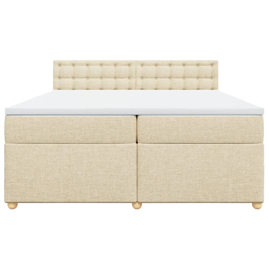 Sommier à lattes de lit avec matelas Crème 200x200 cm Tissu - 4