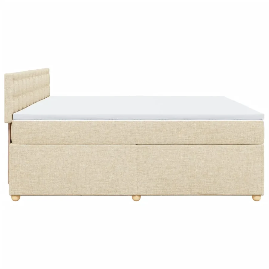 Sommier à lattes de lit avec matelas Crème 200x200 cm Tissu - 5