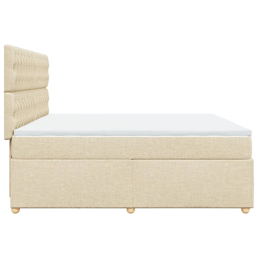 Sommier à lattes de lit avec matelas Crème 200x200 cm Tissu - 7