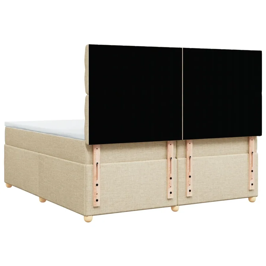 Sommier à lattes de lit avec matelas Crème 200x200 cm Tissu - 8