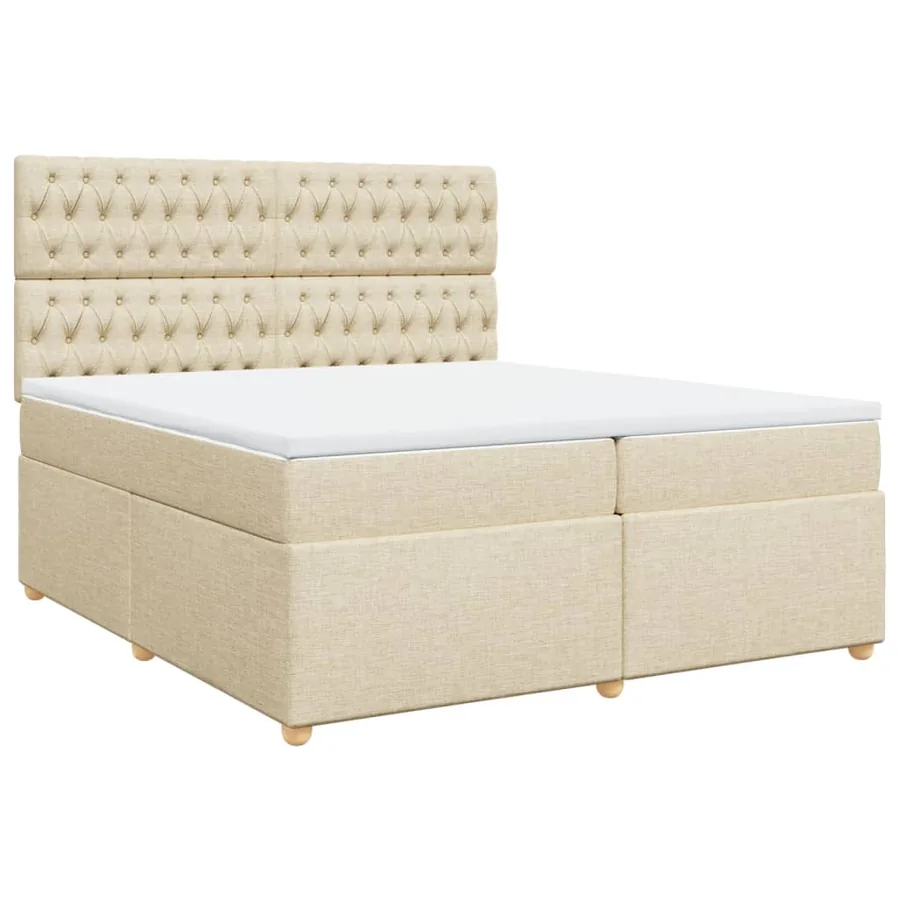 Sommier à lattes de lit avec matelas Crème 200x200 cm Tissu - 2