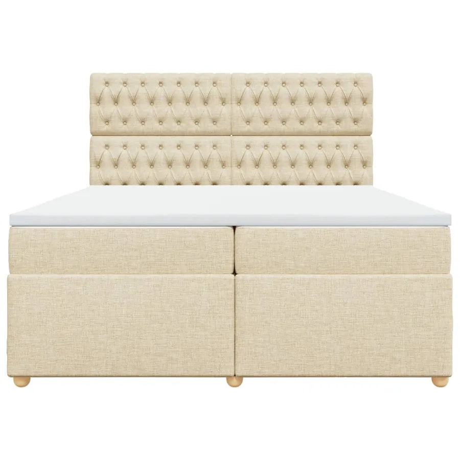 Sommier à lattes de lit avec matelas Crème 200x200 cm Tissu - 4
