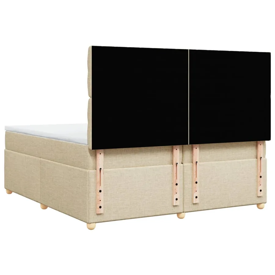Sommier à lattes de lit avec matelas Crème 200x200 cm Tissu - 6