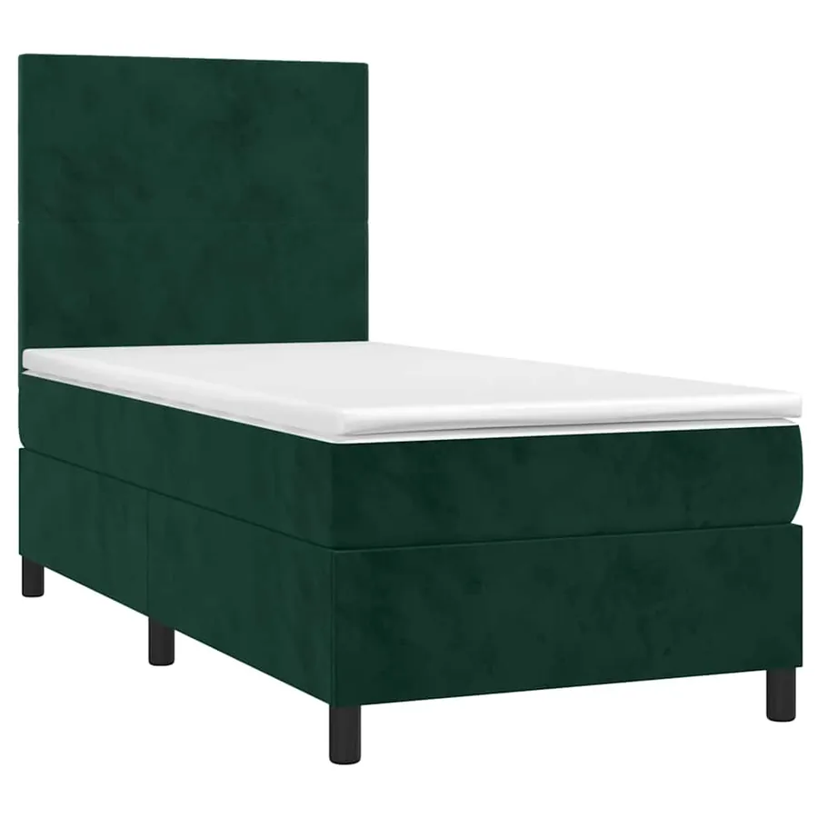 Sommier à lattes de lit avec matelas et LED Vert foncé 90x200cm - 3