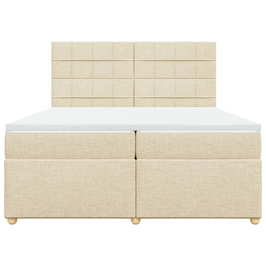 Sommier à lattes de lit avec matelas Crème 200x200 cm Tissu - 4