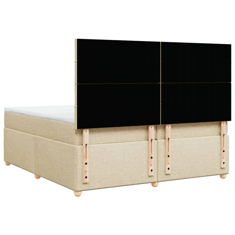 Sommier à lattes de lit avec matelas Crème 200x200 cm Tissu - 6