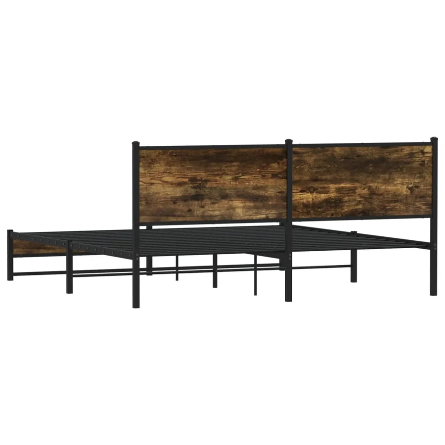 Cadre de lit en métal sans matelas chêne fumé 160x200 cm - 7