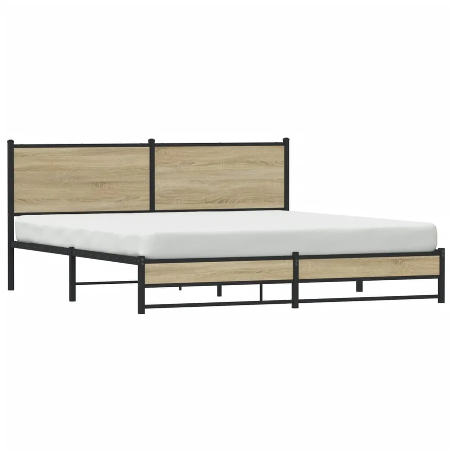 Cadre de lit en métal sans matelas chêne sonoma 160x200 cm - 4
