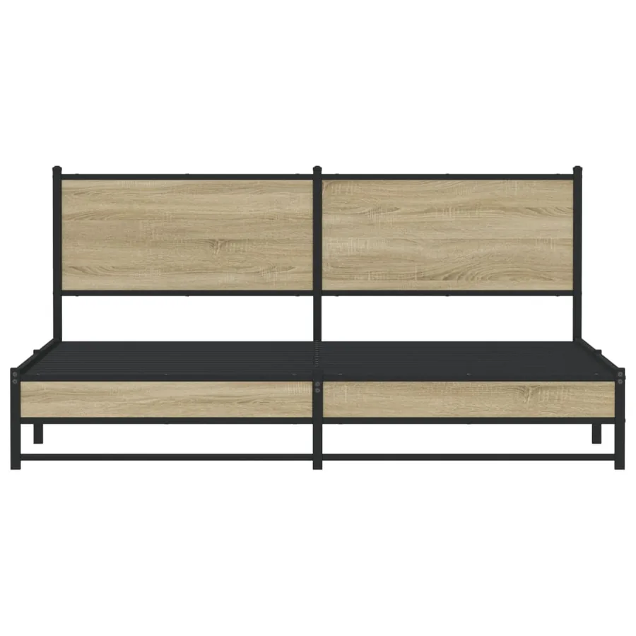Cadre de lit en métal sans matelas chêne sonoma 160x200 cm - 5