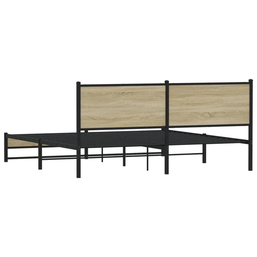 Cadre de lit en métal sans matelas chêne sonoma 160x200 cm - 7