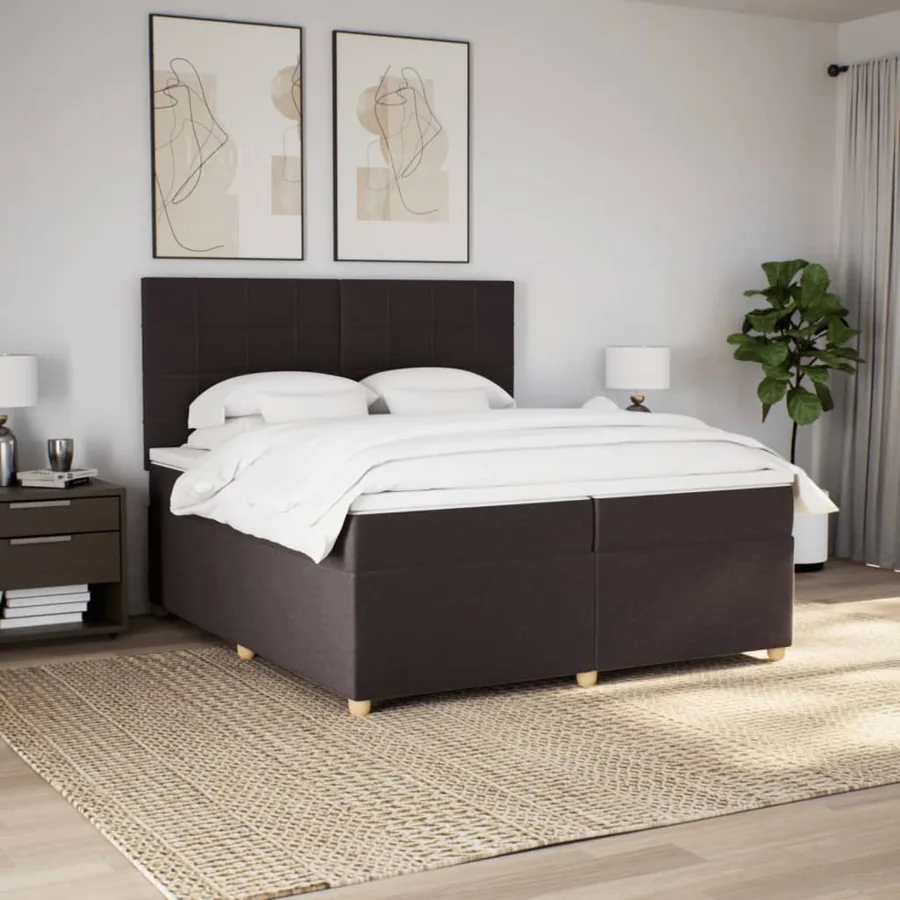 Sommier à lattes de lit avec matelas Marron foncé 200x200 cm - 3
