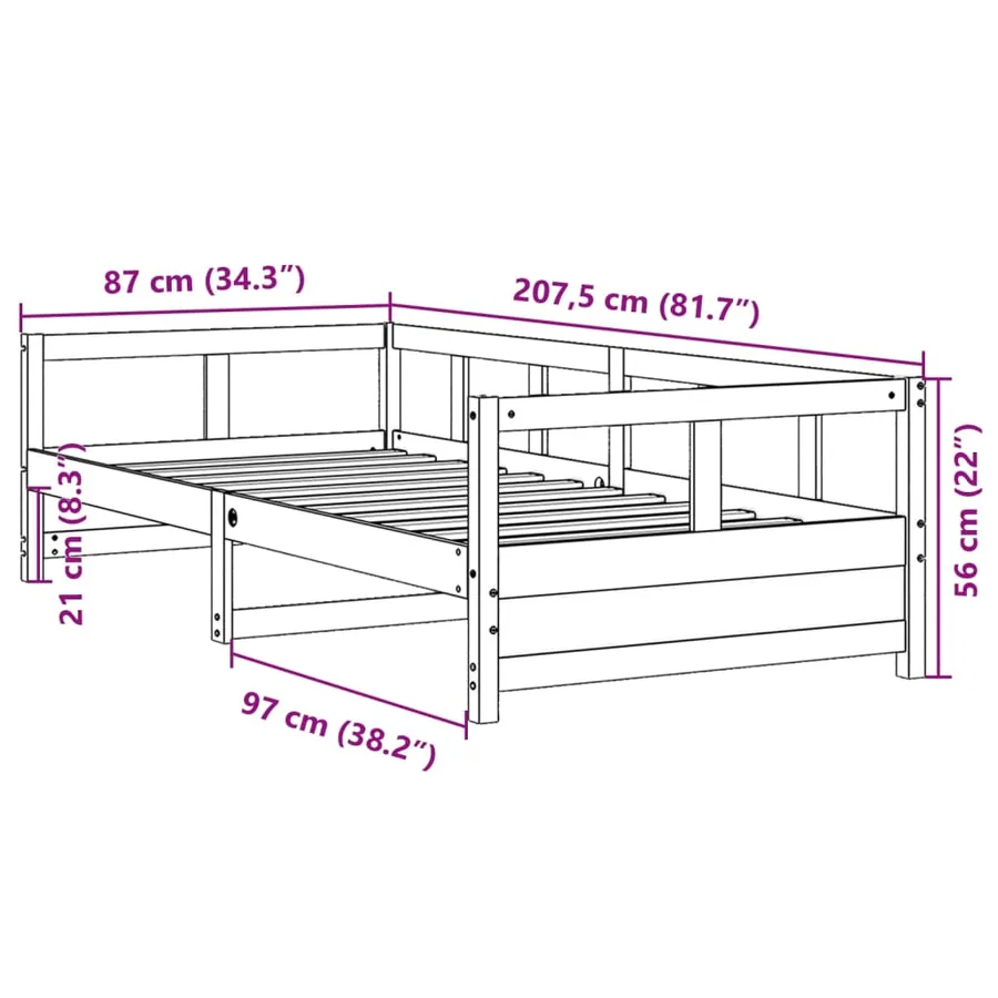 Lit de jour avec matelas cire marron 80x200 cm bois pin massif - 11