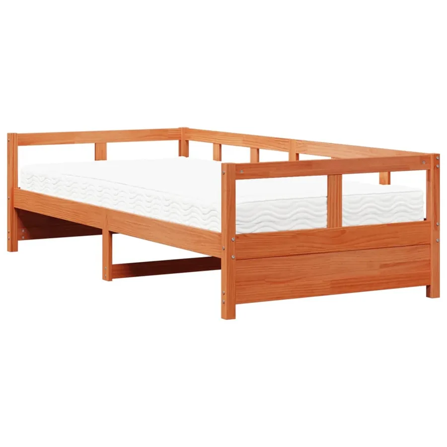 Lit de jour avec matelas cire marron 80x200 cm bois pin massif - 2