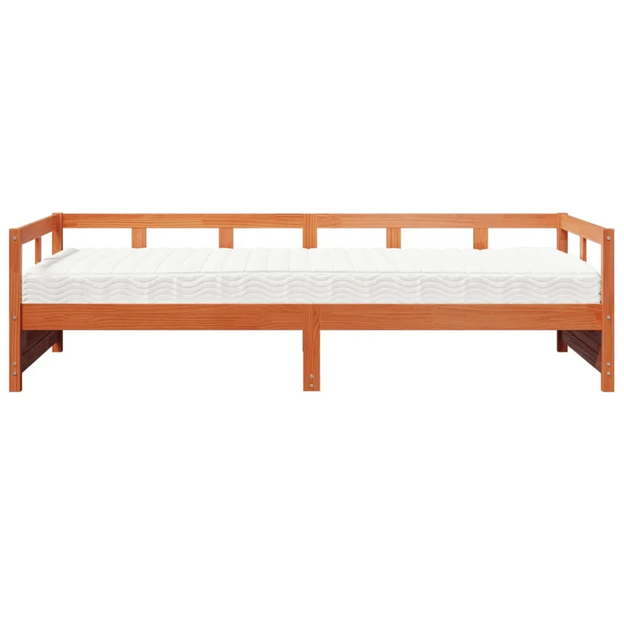 Lit de jour avec matelas cire marron 80x200 cm bois pin massif - 3