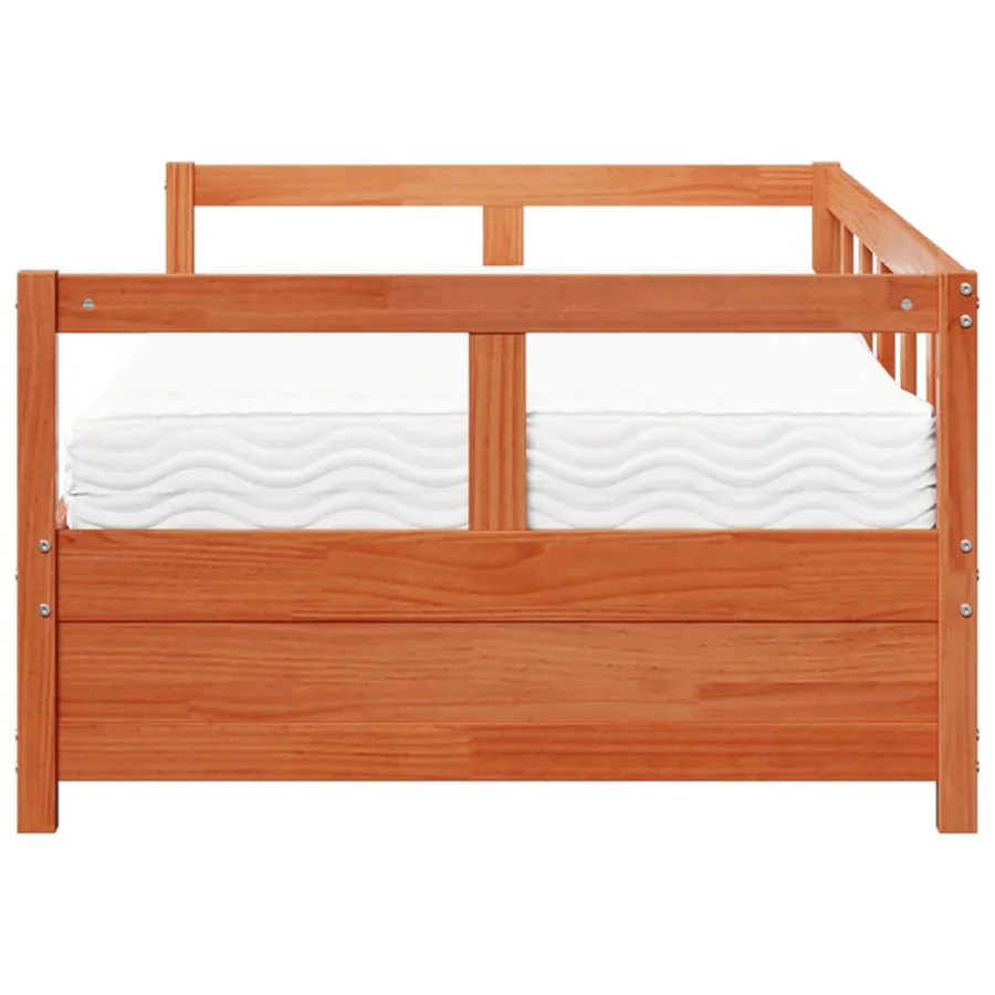 Lit de jour avec matelas cire marron 80x200 cm bois pin massif - 4