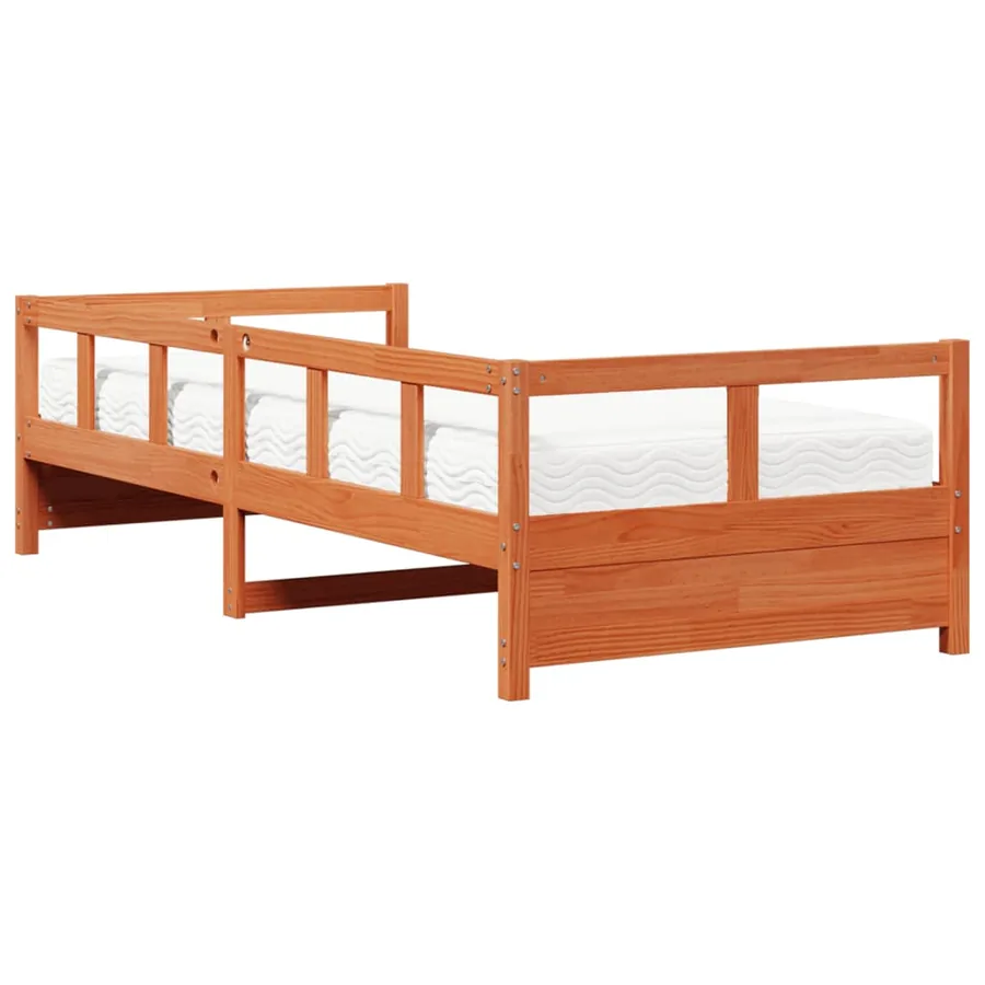Lit de jour avec matelas cire marron 80x200 cm bois pin massif - 5