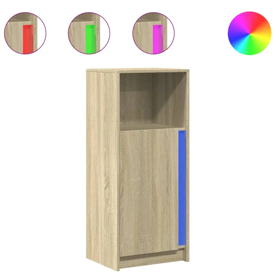 Buffet avec LED chêne sonoma 42,5x34x100 cm bois d'ingénierie - 2