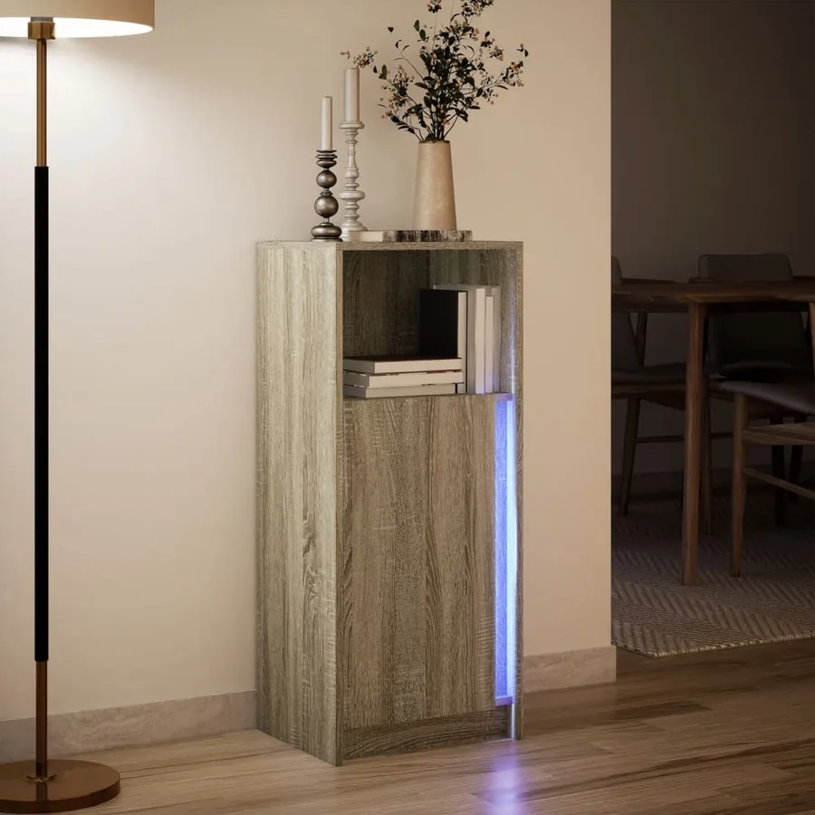 Buffet avec LED chêne sonoma 42,5x34x100 cm bois d'ingénierie - 5
