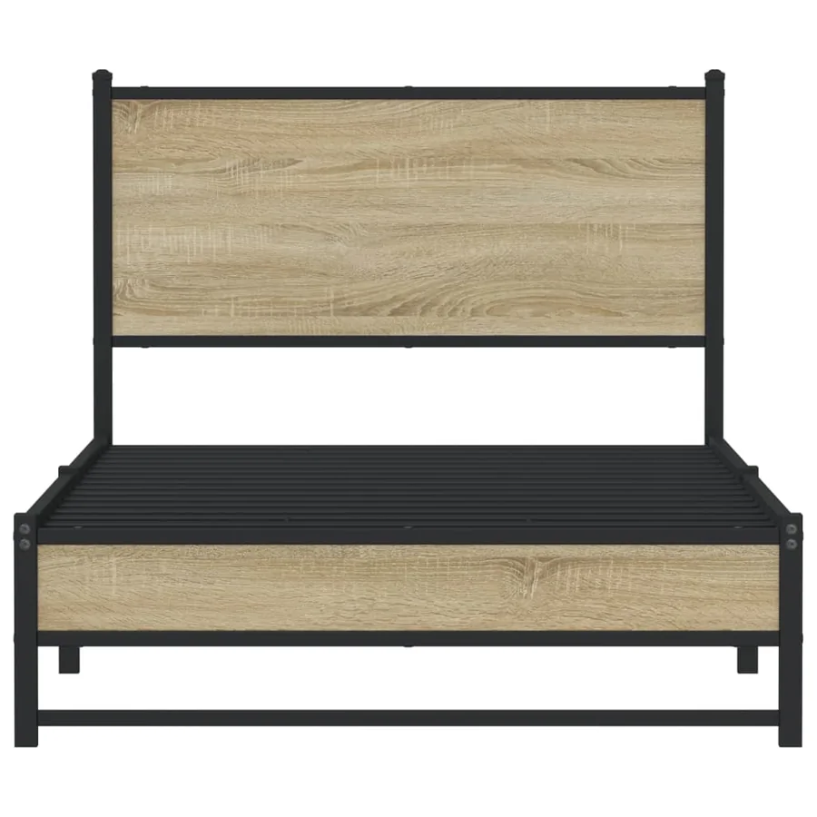 Cadre de lit en métal sans matelas chêne sonoma 100x190 cm - 5