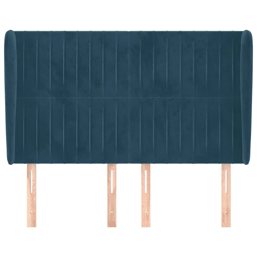 Tête de lit avec oreilles Bleu foncé 147x23x118/128 cm Velours - 3