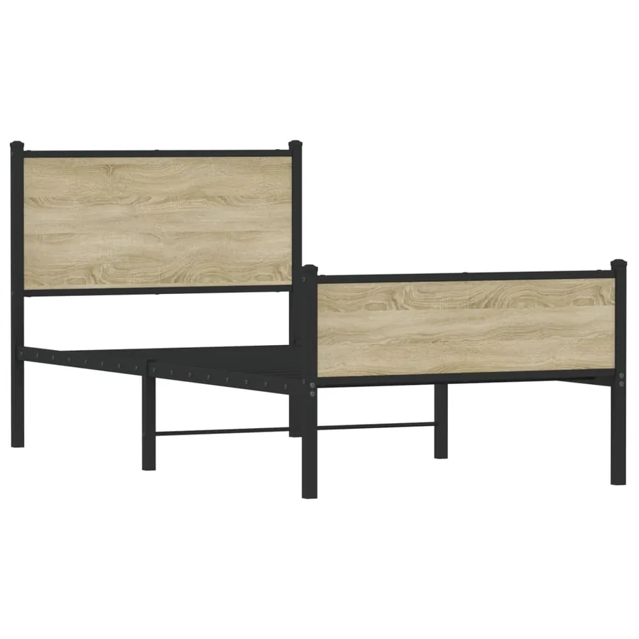 Cadre de lit en métal sans matelas chêne sonoma 75x190 cm - 3