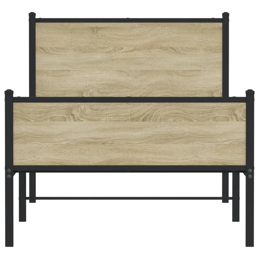 Cadre de lit en métal sans matelas chêne sonoma 75x190 cm - 5