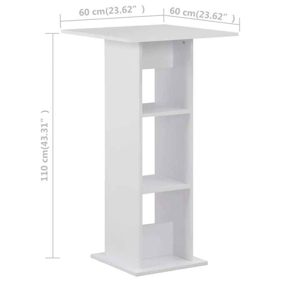 Table de bar Blanc 60x60x110 cm - 6