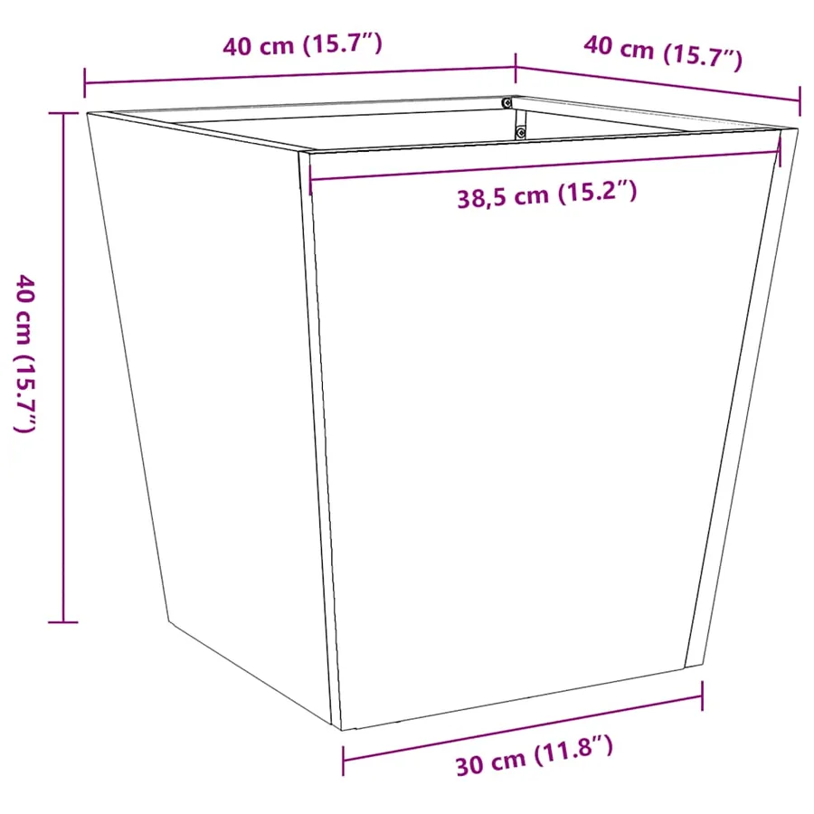 Jardinières 2 pcs 40x40x40 cm acier résistant aux intempéries - 14
