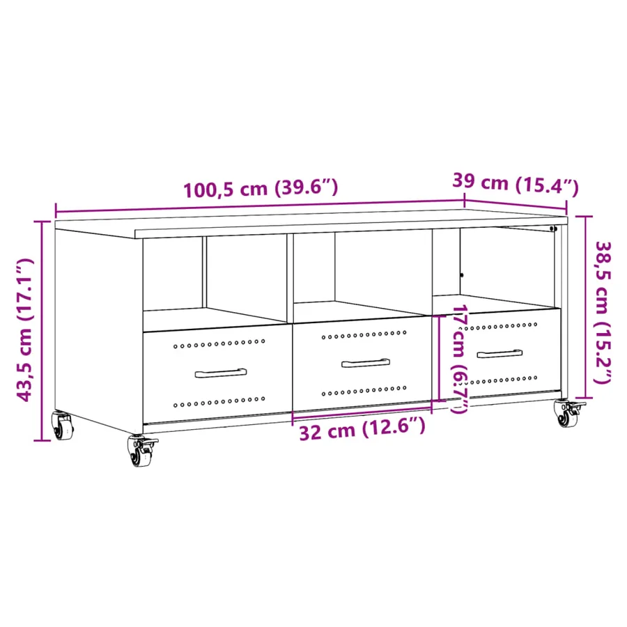 Meuble TV blanc 100,5x39x43,5 cm acier - 13
