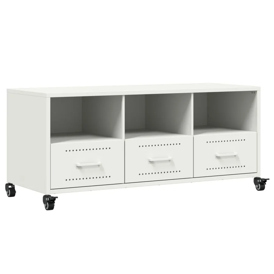 Meuble TV blanc 100,5x39x43,5 cm acier - 2