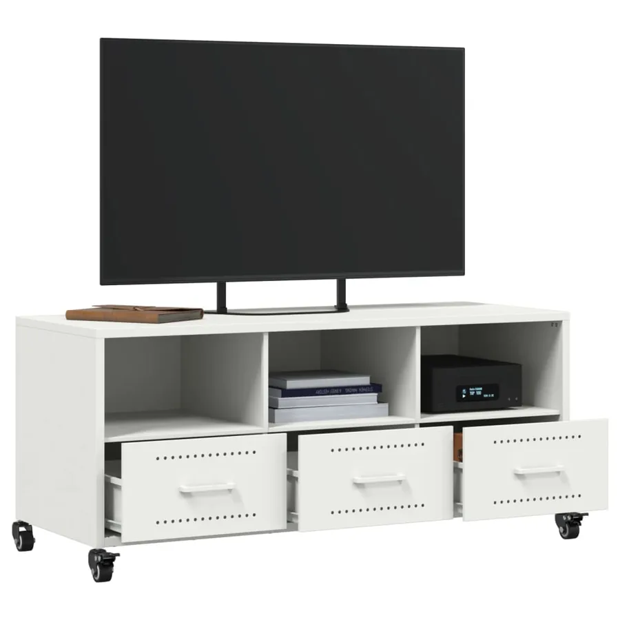 Meuble TV blanc 100,5x39x43,5 cm acier - 5