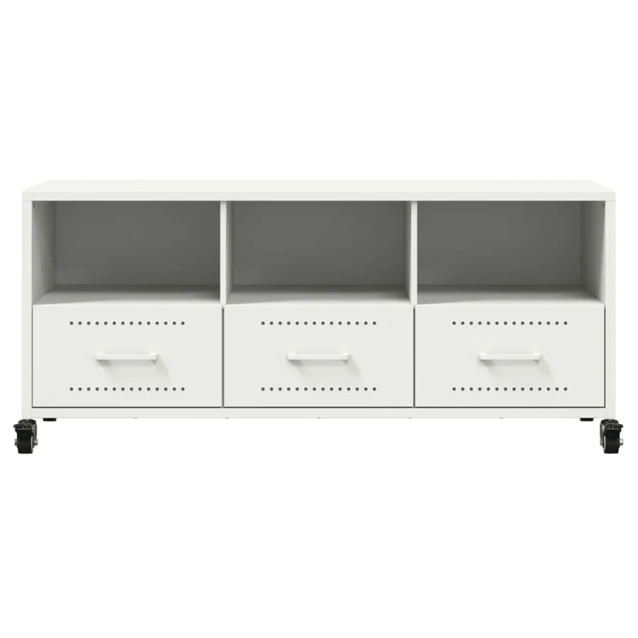 Meuble TV blanc 100,5x39x43,5 cm acier - 6