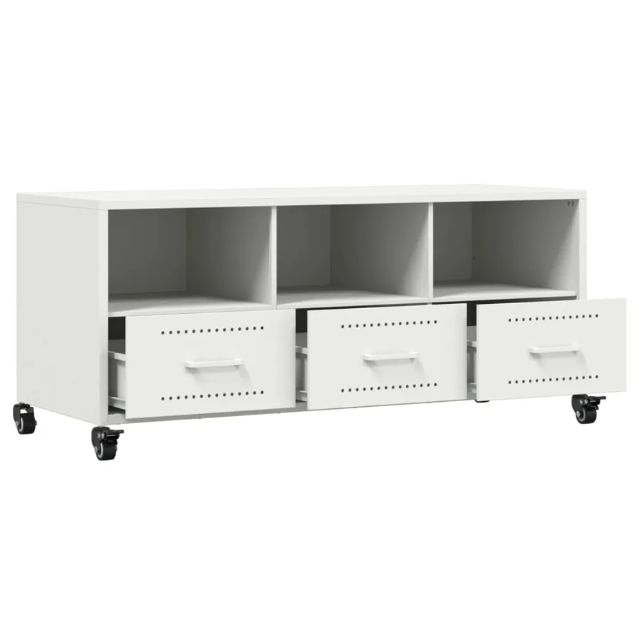 Meuble TV blanc 100,5x39x43,5 cm acier - 9