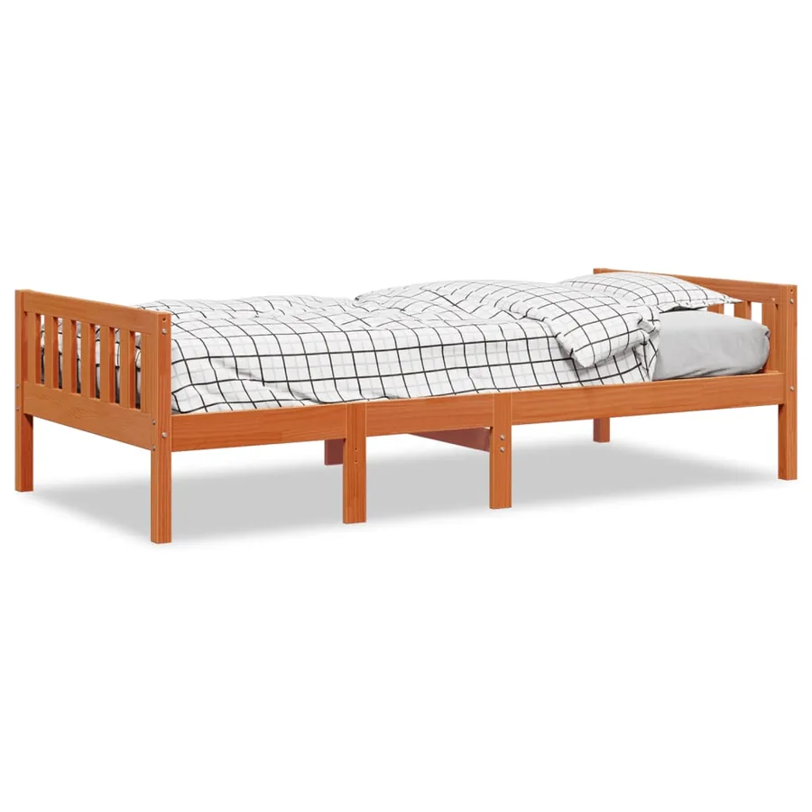 Lit pour enfants sans matelas cire marron 90x200 cm pin massif - 2