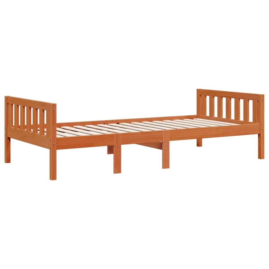 Lit pour enfants sans matelas cire marron 90x200 cm pin massif - 3