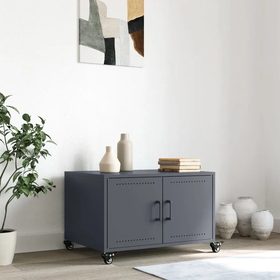 Table basse anthracite 68x50x43,5 cm acier - 3