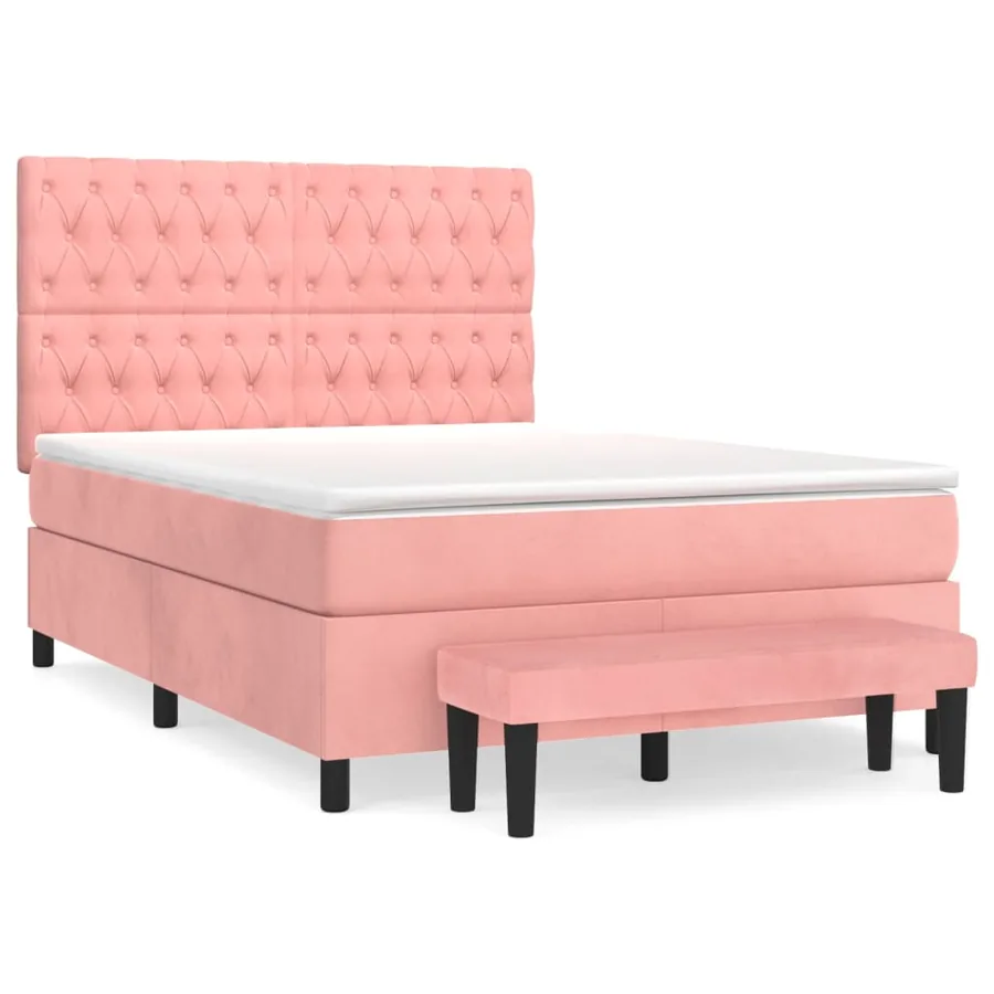 Sommier à lattes de lit avec matelas Rose 140x200 cm Velours - 2