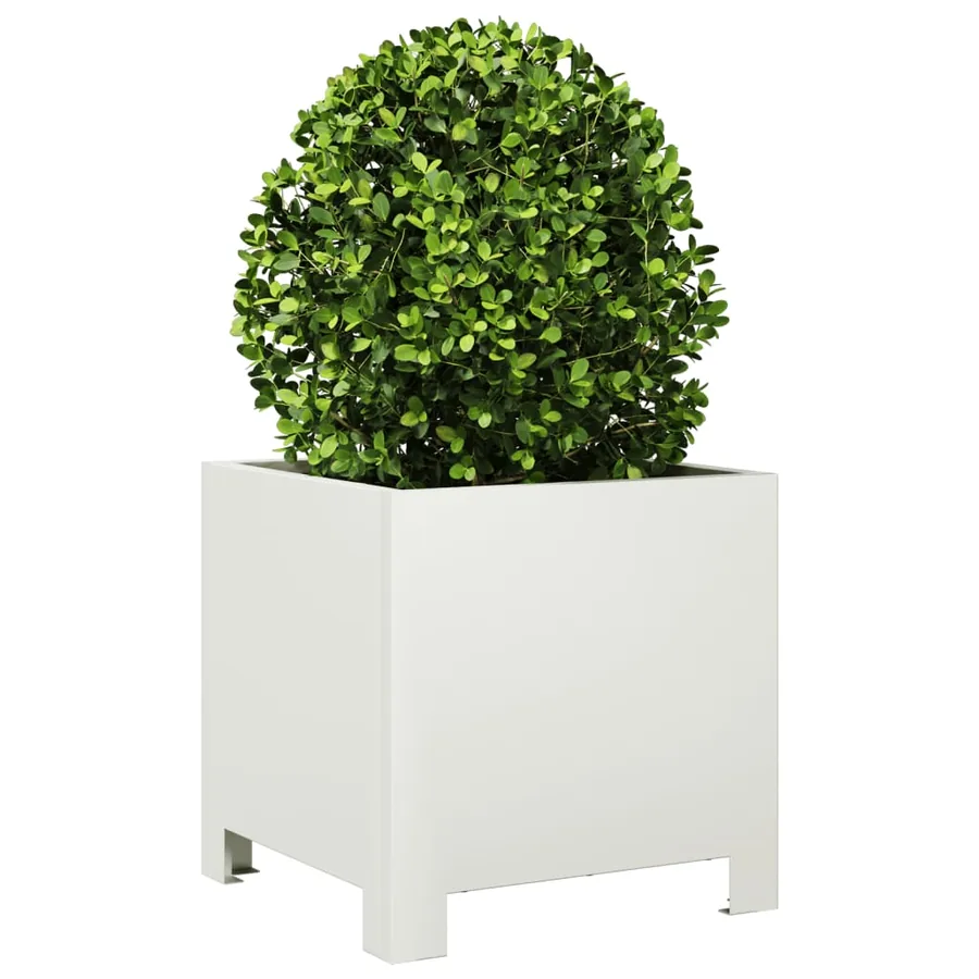 Jardinières 2 pcs blanc 30x30x30 cm acier - 4