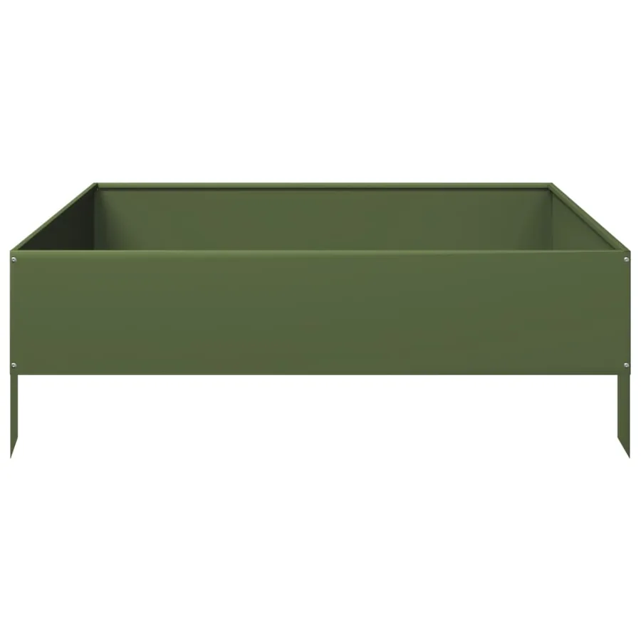 Lit surélevé de jardin vert olive 100x100x33,5 cm acier - 4