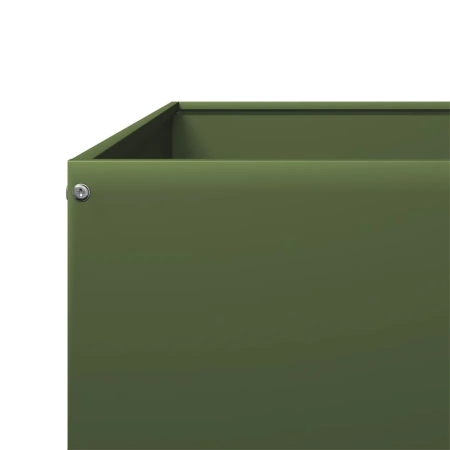 Lit surélevé de jardin vert olive 100x100x33,5 cm acier - 7