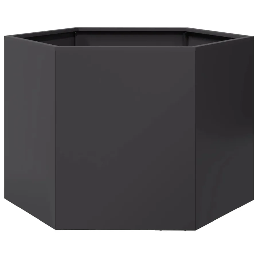 Jardinière noir hexagone 69x60x45 cm acier - 6