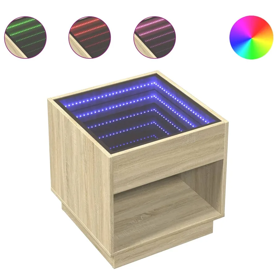 Table basse avec LED infini chêne sonoma 50x50x50 cm - 2