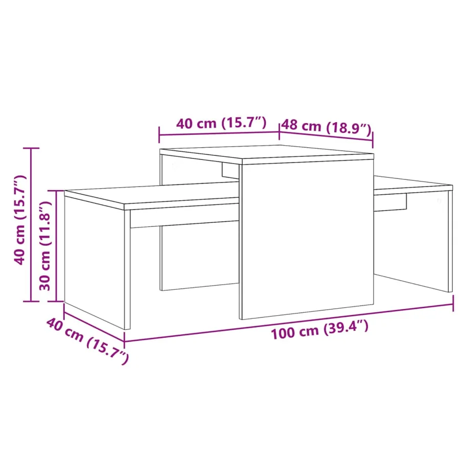 Table basse vieux bois 100x48x40 cm bois d'ingénierie - 10