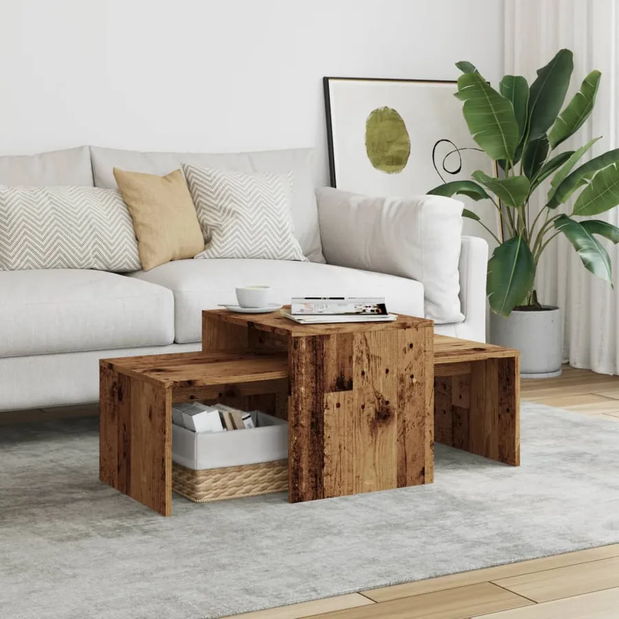 Table basse vieux bois 100x48x40 cm bois d'ingénierie - 3