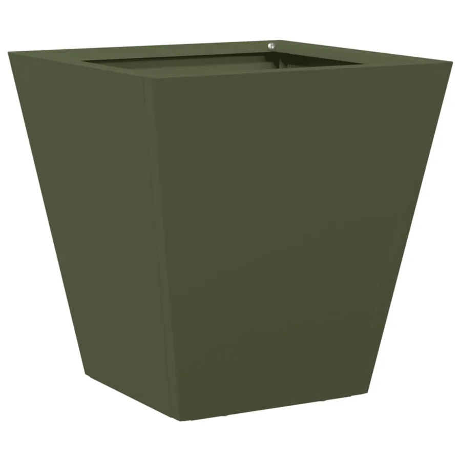 Jardinière vert olive 30x30x30 cm acier - 6
