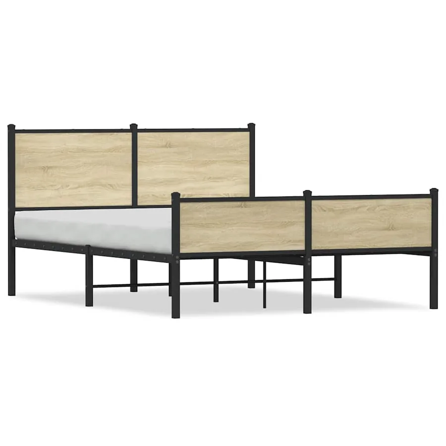 Cadre de lit en métal sans matelas chêne sonoma 150x200 cm - 2